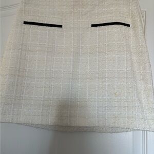 LOFT Textured Cream Mini Skirt with Black Details